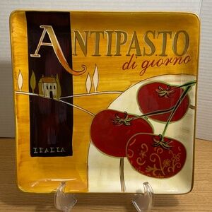 Pier 1 Cucina Dinner Plate Antipasto di Giorno Hand Painted Earthenware 11" Sq